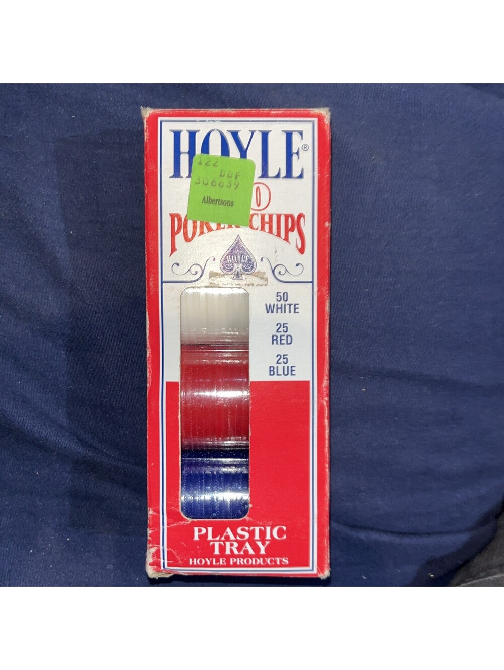 Hoyle 100 Poker Chips with Plastic Tray - Vintage 1992 Set New Old Stock NOS